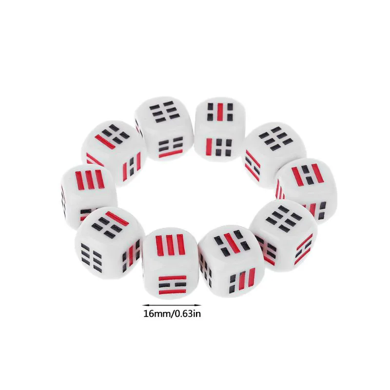 

6/10Pcs 16mm New Gossip Zhouyi Ching Resin D6 Dice Shake 64 Hexagram Board Game Accessories