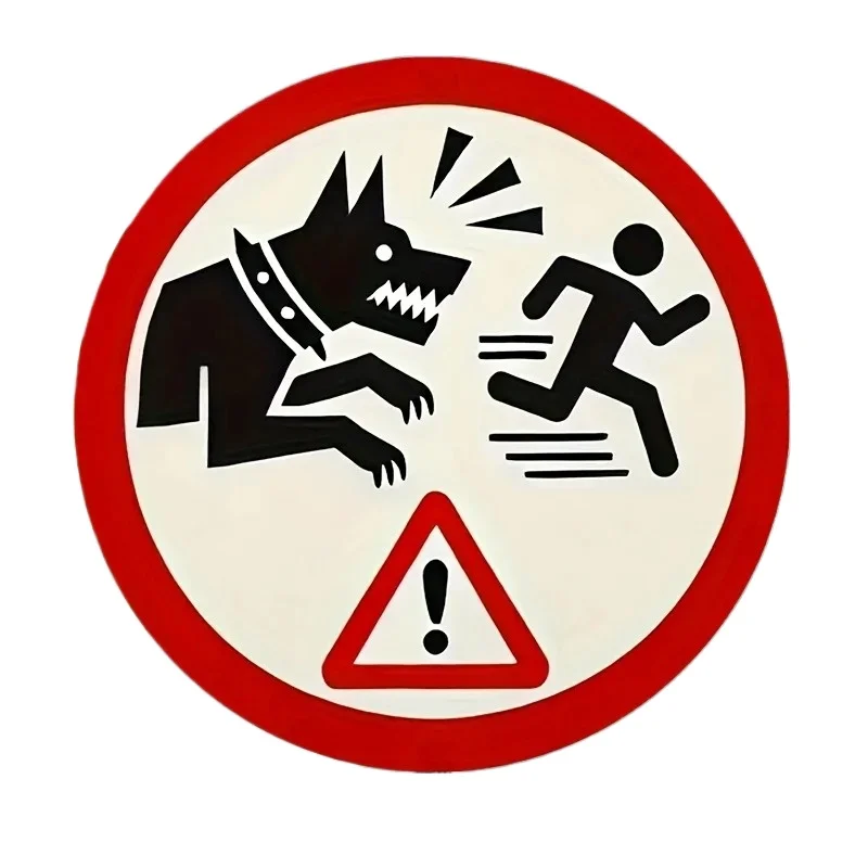 Custom Oem Glue Sticker 15cm Waterproof Round Aluminum Dog Attack Warning Sign Vintage Plaque for Yard Garden Kitchen
