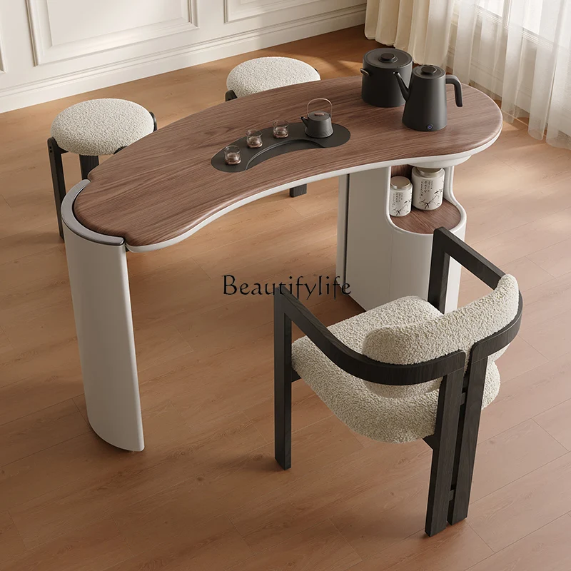 01 حقيبة مستحضرات التجميل الناعمة المصنوعة من الخشب الصلب، مقعد طعام أسود، يمكن تكديس غرفة المعيشة ذات المقعد العالي