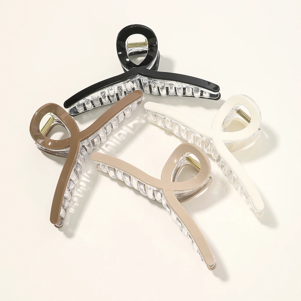 

New Solid Color Fashion Line Shape Hair Claw Hair Clip Shark Clip Back of Head Women's Large Size Hair Accessories