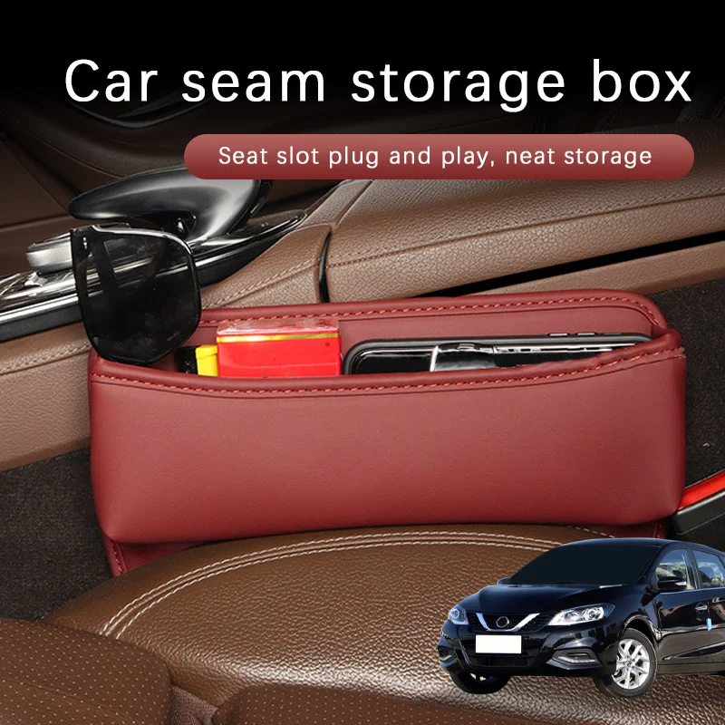 

Car Seat Gap Storage Box Driver Front Auto Seat Gap Filler Organizer Wallet Keys Card Storage Box For Nissan Tiida