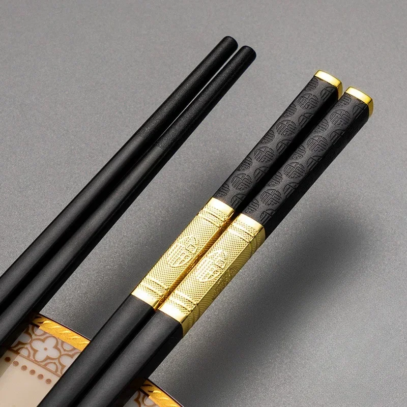 5 Pairs Japanese Chinese Chopsticks Sushi Sticks Reusable Metal Korean Chopsticks Set Healthy Alloy Tableware Palillos Chinos