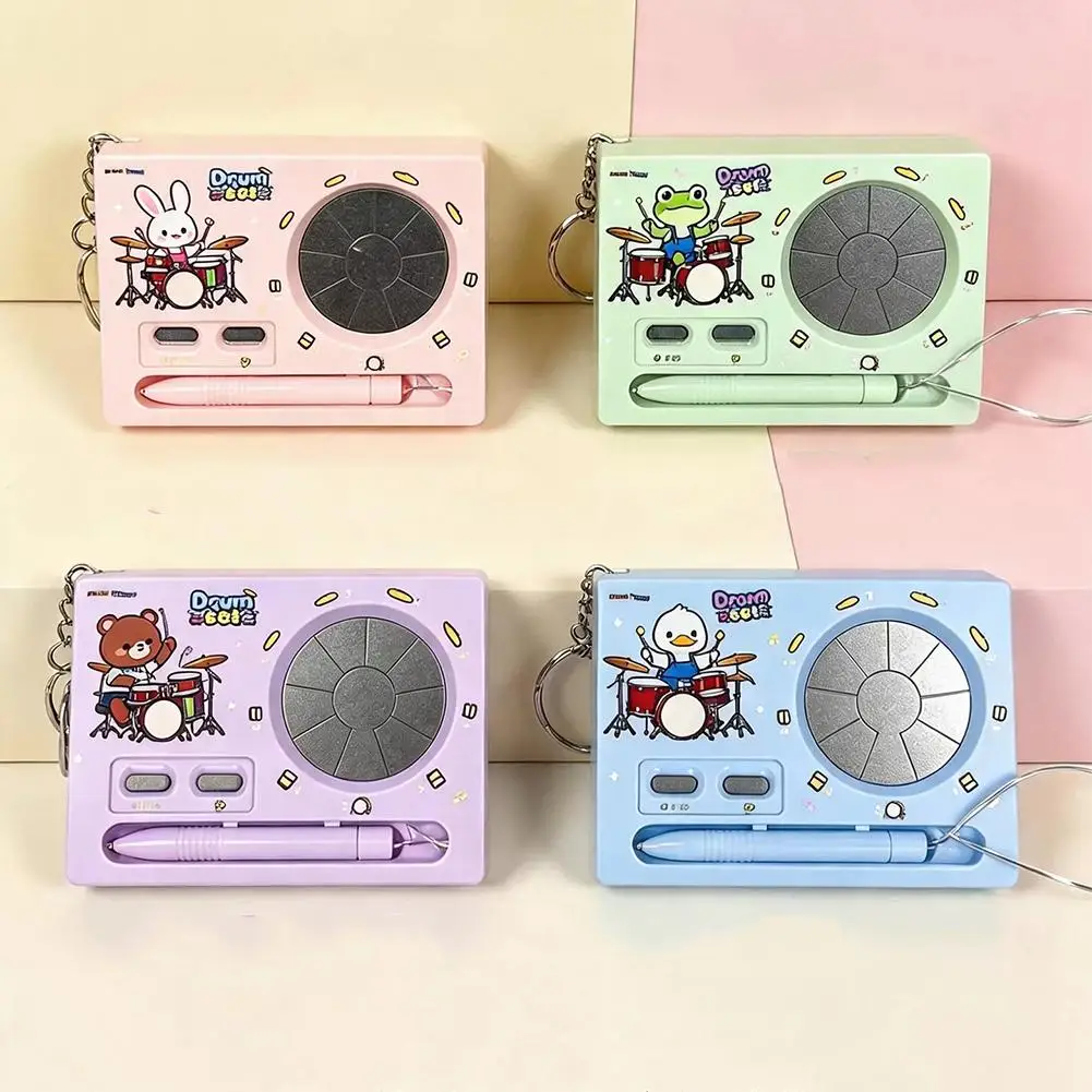 Mini Keychain Piano and Drum Toy for Toddlers Portable Electronic Music Instrument with Touch Pen Dual Modes and Metal Ring