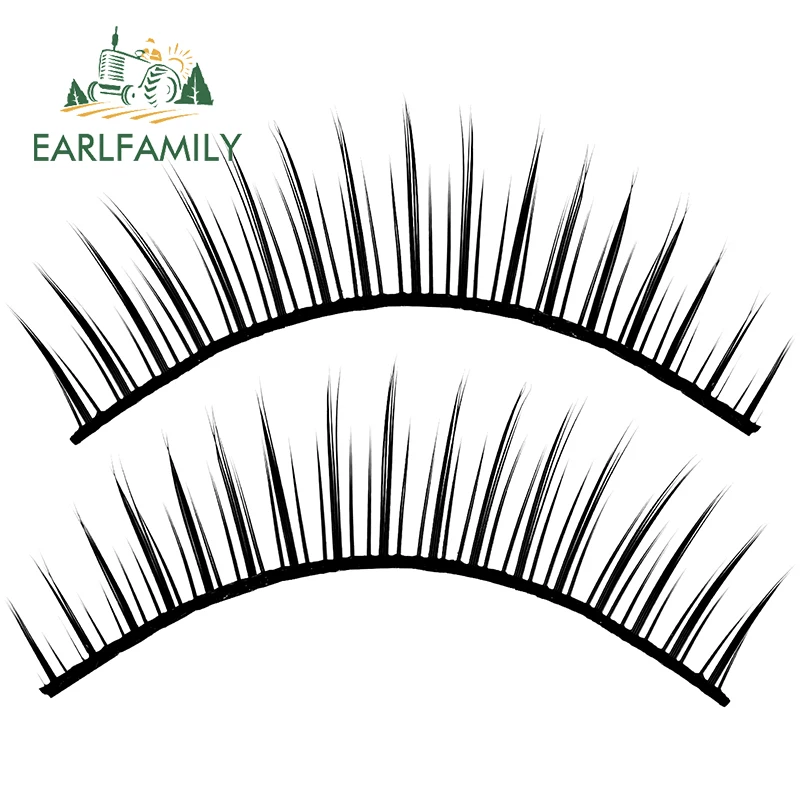 EARLFAMILY Auto Car Sticker for Single Eyelash Personality Decals Cool Waterproof Fake Lash Car Light Assessoires Decoration