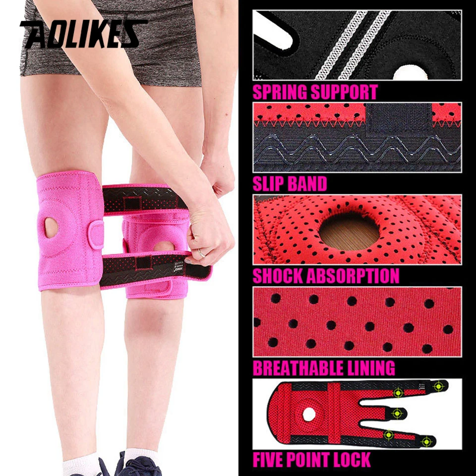 AOLIKES 1PCS New Knee Brace with Side Stabilizers - Adjustable Knee Support with Patella Gel Pad, Knee Wraps for Men & Women