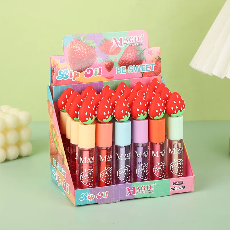 24pcs Heart Watery Lipgloss Set Color Changing Longlasting Non-Sticky Waterproof Shimmer Lipstick Girls Lips Makeup