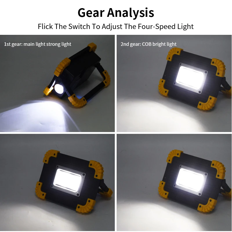 USB Rechargeable Camping Lantern Portable COB Work Light Outdoor Spotlight Power Bank Searchlight Job Site Car Repair Flashlight