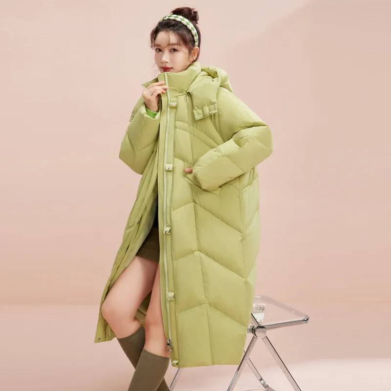 2024 Fall and Winter New Models Women's Parkas Thickened Warm Long Coats Down 90% White Duck Down Hooded Stand Collar Woman Coat