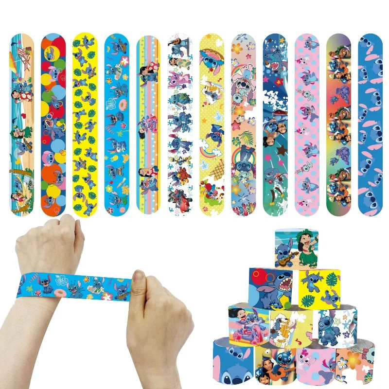 Lilo & Stitch Series Slap Bracelet Pvc Snap Circle Cartoon Pat Circle Bracelet 12Pcs Children Fun Gifts Birthday Gifts