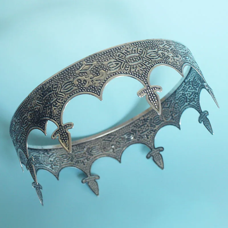 خمر تاج الشعر المستديرة التيجان الصليب الملكة تيارا باندانا إكسسوارات الشعر للنساء رجل زي تأثيري الشعر مجوهرات #6