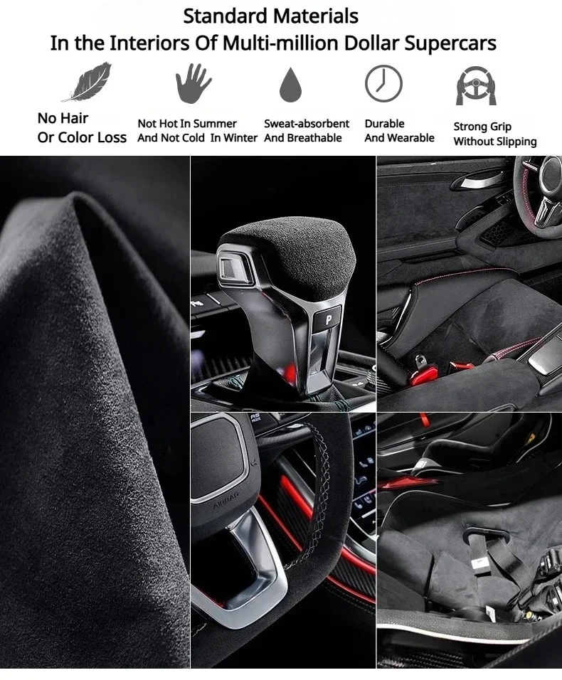For New Toyota RAV4 Wilander Alcantara Suede Car Gear Shift Knob Cover Interior Trim Shift Collars Handle Protector Accessories detail image 3