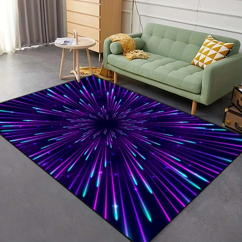 3D Space-time Beam Pattern Living Room Bedroom Carpet Bedside Bathroom Floor Mat 15 Sizes Area Rug Cloakroom Home Decor Sofa Mat