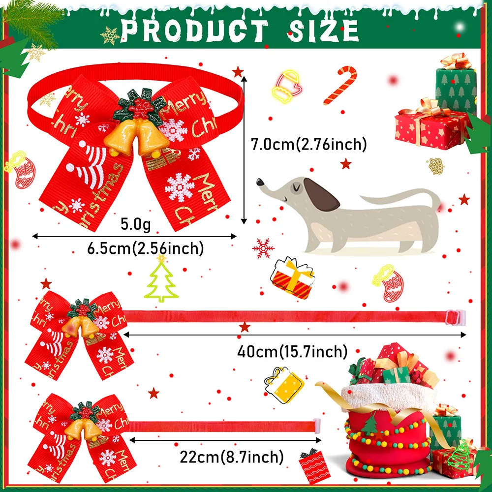 20/40PCS Dog Bow Tie Christmas Bowties for Dogs Adjustable Bowtie Pet  Accessories Dog Bowties Collar Winter Pet Supplies