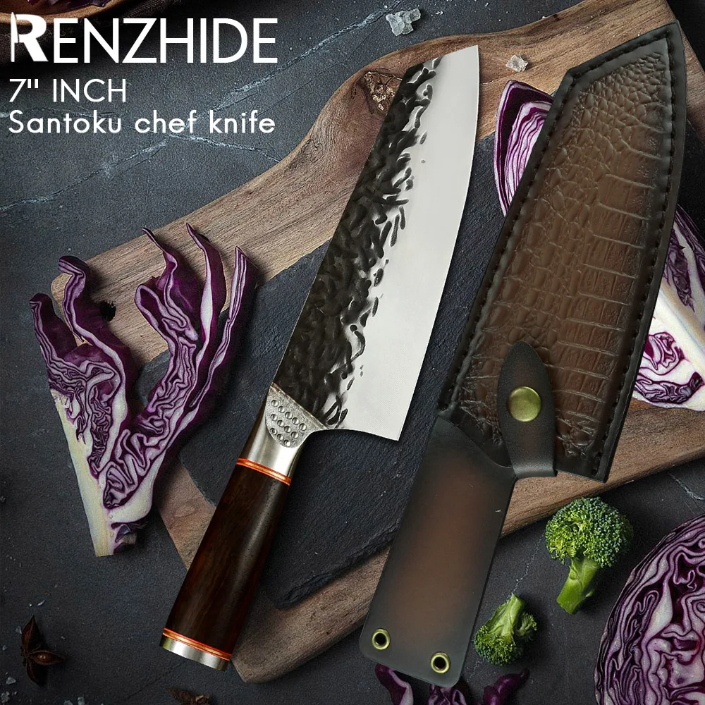 RZD 7 ''calowy Santoku szef kuchni nóż japoński Sushi Sashimi ze stali nierdzewnej 5 cr15mov ostre mięso ryby narzędzie kuchenne do krojenia