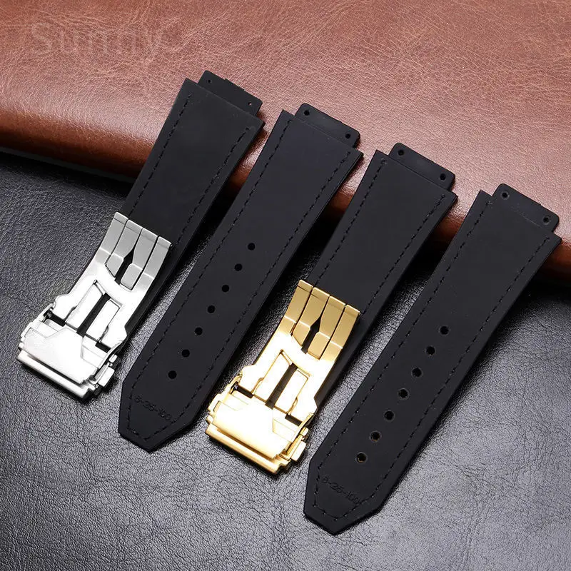 Genuine Leather Watch Strap for Hublot Big Bang Series Soft Comfortable Frosted Leather Surface Sweat-Proof Watch Band 25 * 19mm