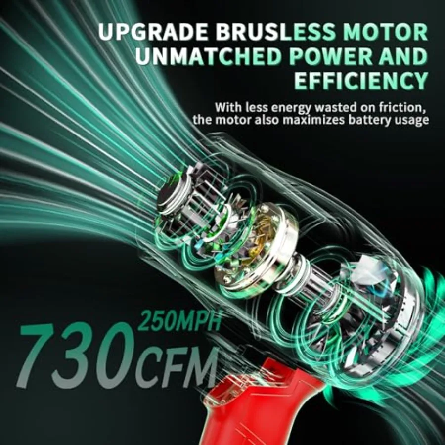 منفاخ أوراق شجر لاسلكي مع شاحن بطاريات 2 × 4.0 أمبير في الساعة لتنظيف فعال في الفناء وإزالة الغبار وخفيف الوزن #2