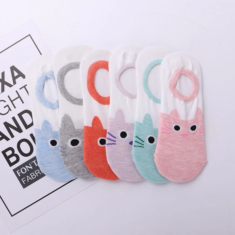 หูร้อนPlush Harajukuพิมพ์ผู้หญิงน่ารักถุงเท้าผ้าฝ้ายฤดูใบไม้ผลิใหม่การ์ตูนแมวสัตว์รูปแบบKawaii Calcetines Mujer Sokken