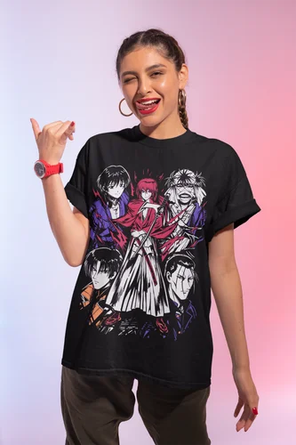 Imagen 2 del producto Camiseta Rurouni Kenshin Samurai Himura, camisa negra suave, Rurouni kenshin