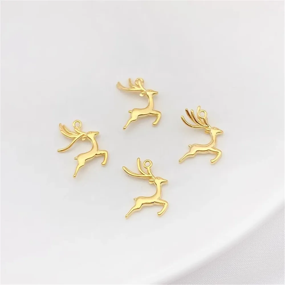 

18K Gold Color Fawn Pendant Zircon Elk Diy Handmade Earrings Necklace Hanging Jewelry Material Bracelet Accessories L425