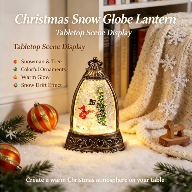 Santa Claus Cone Snowfall Desk Ornament Holiday Glowing Figurine Winter Scene Decor for Mantel Shelf Office Bedroom  Centerpiece