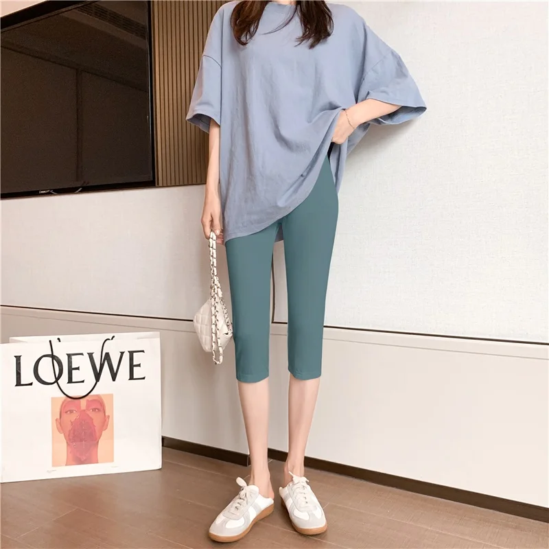 

High Waist Seven-Foot Pants Women Summer Slim Fit Bla Modal Sport Thin Yoga Exercise Pants Base Layer Pants Leggings