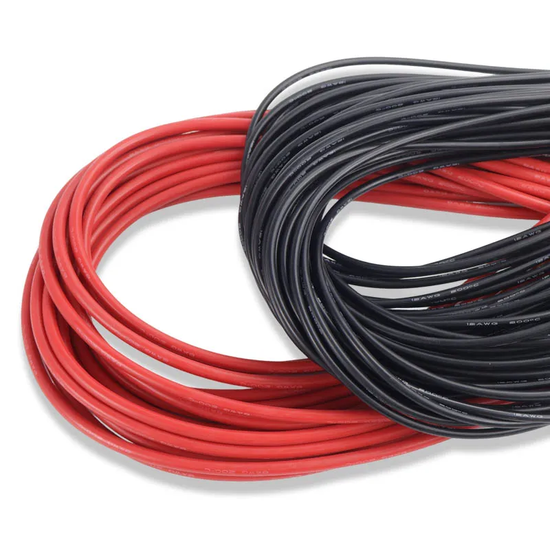 1 Meter Silicon Wire 8 10 12 14 16 18 22 24AWG Heatproof Soft Silicone Silica Gel Wire Cable Red/Black for ESC Motor Battery