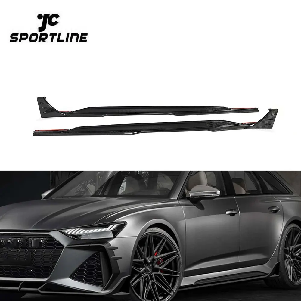 

Dry Carbon Fiber RS6 Car Side Skirts Lip for Audi RS6 A6 C8 Avant Wagon 4-Door 2019- 2021