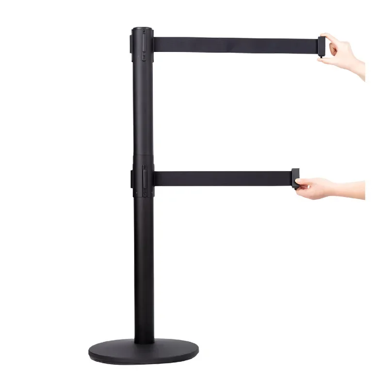 Telescopic double-layer guardrail 2 meters 3 meters baked black lacquered iron pipe cast iron base bank double-layer telescopic