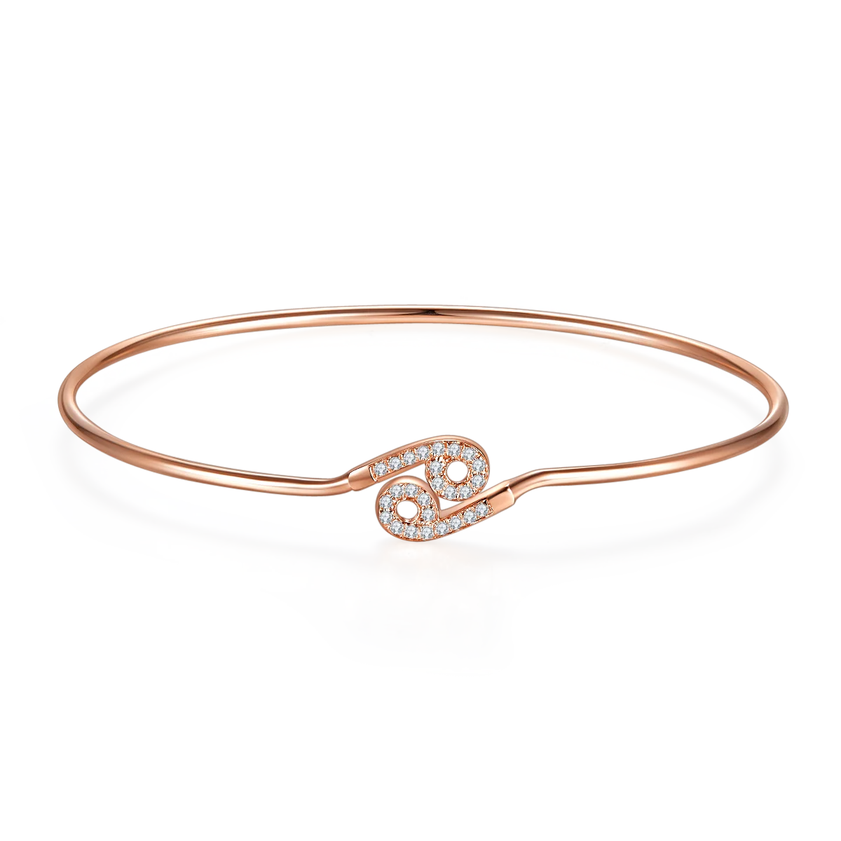 Fashion Jewelry Cancer Sign Series 18K Rose Gold DEF VVS Lab Grown Diamond Bangle Bracelet