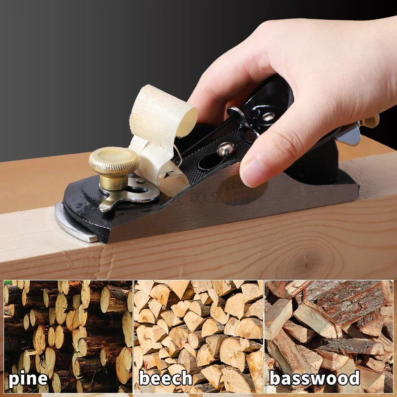 Hand Planer 6.38\'\' Adjustable Block Plane with 1-5/8 Inch Wide T10 Blade Flat Bottom Trimming Planer for Woodworking Trimming