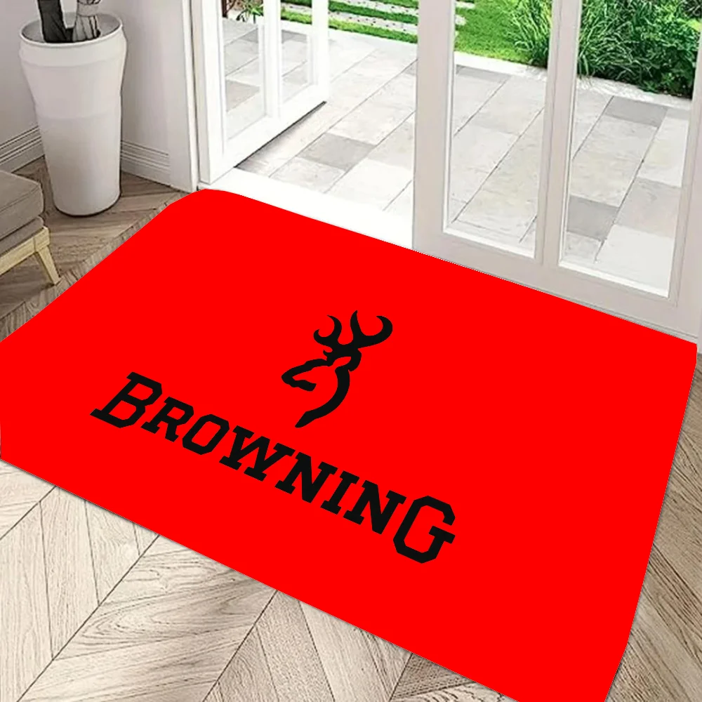 B-Browning Logo Floor Mat Graphic Printed Flannel Doormats For Bathroom Kitchen Entrance Carpet Home Decor