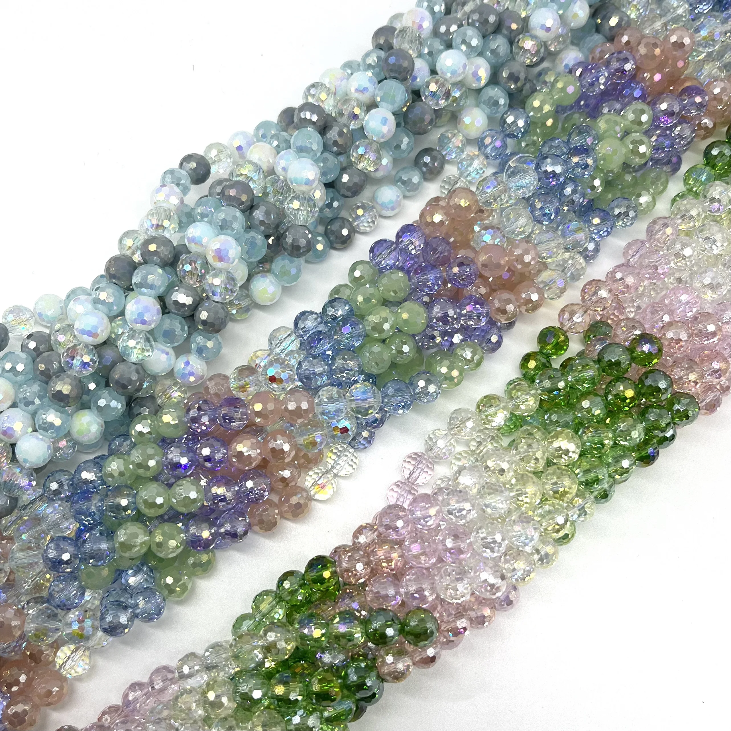 8 مللي متر 45 قطعة شكل كرة مستديرة الوجه الزجاج حبة مختلط اللون DIY بها بنفسك صنع المجوهرات