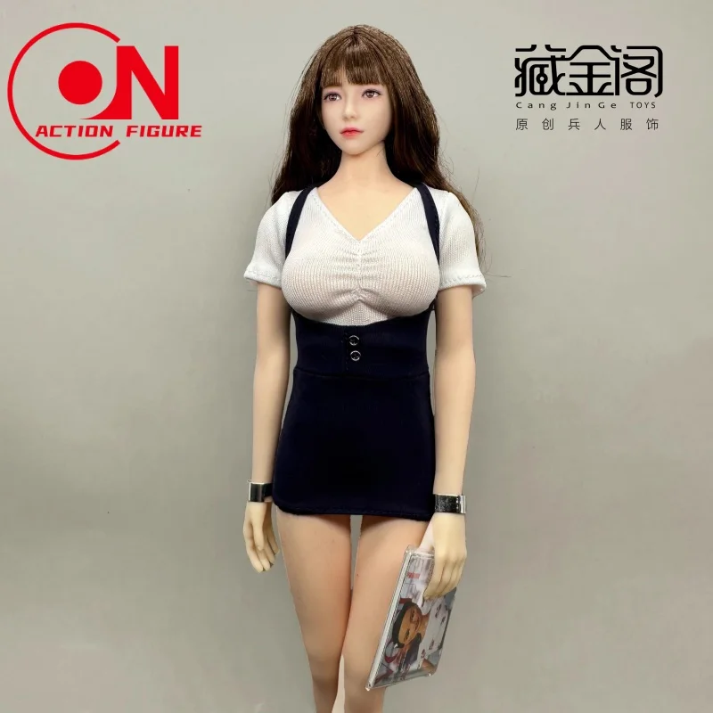CJG-062 1/6 مقياس أنثى الجندي JK موحدة طالب موحدة قميص حزام تنورة مجموعة الملابس نموذج لجسم عمل 12 بوصة #4