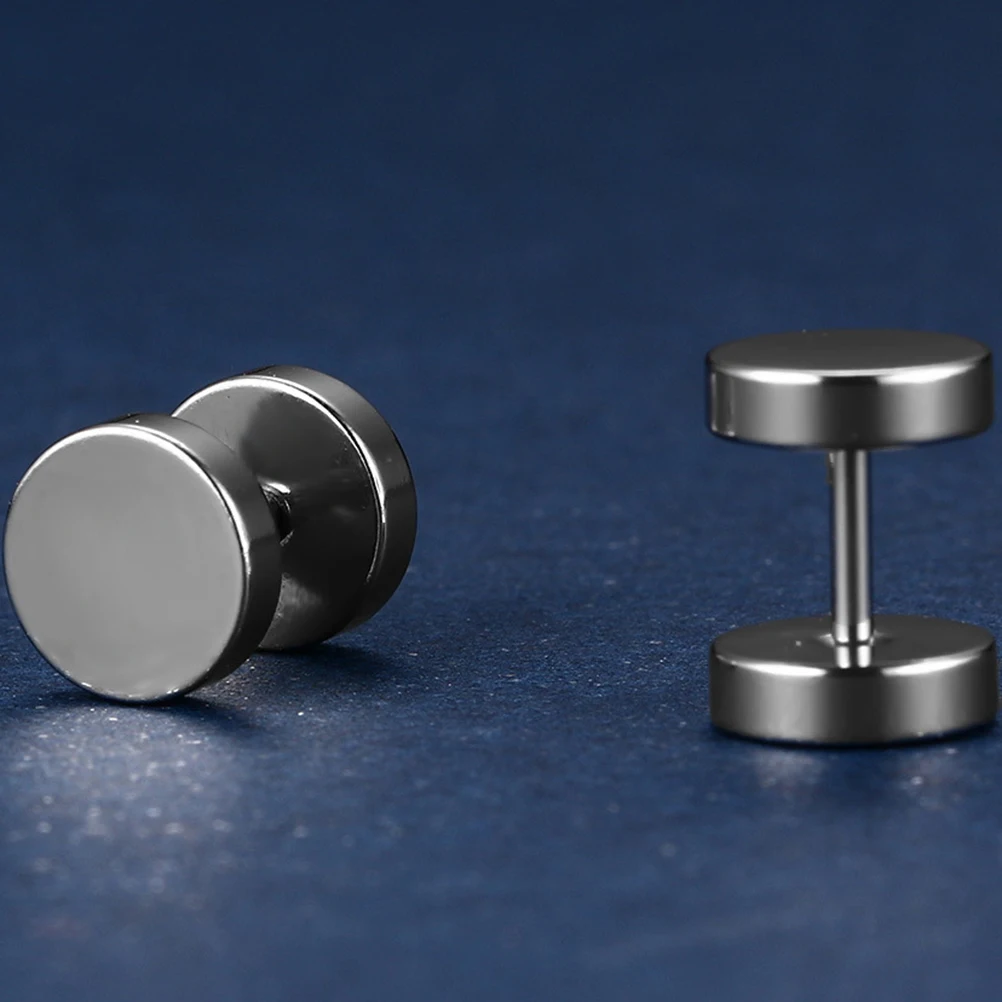 

Fashion Anti allergy Ear Decor Durable Stainless Steel Earrings Men Dumbbell Design Piercing Clip Jewelry Gift