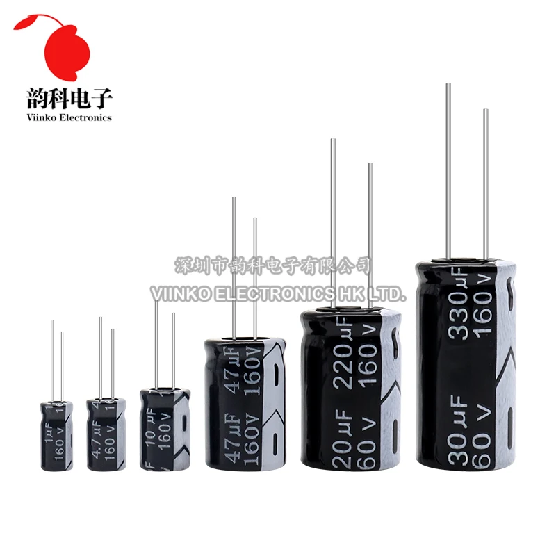 5pcs 160V Aluminum Electrolytic Capacitor 1UF 2.2UF 3.3UF 4.7UF 10UF 47UF 100UF 220UF 330UF 470UF 1000UF