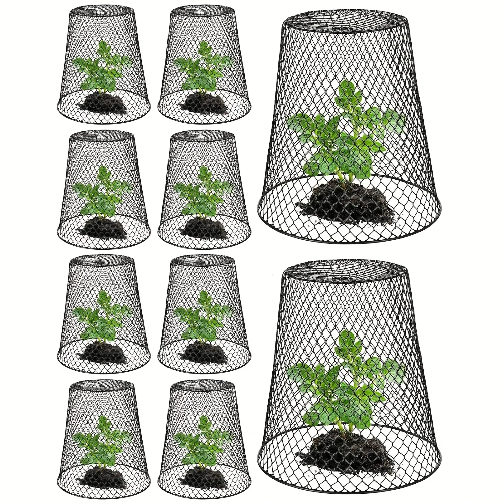 

[Heavy-Duty Metal Guard] 4pcs Heavy-Duty Black Metal Bird & Rabbit Guard Cages | Durable, Flower, Garden Protection, Aesthetic G