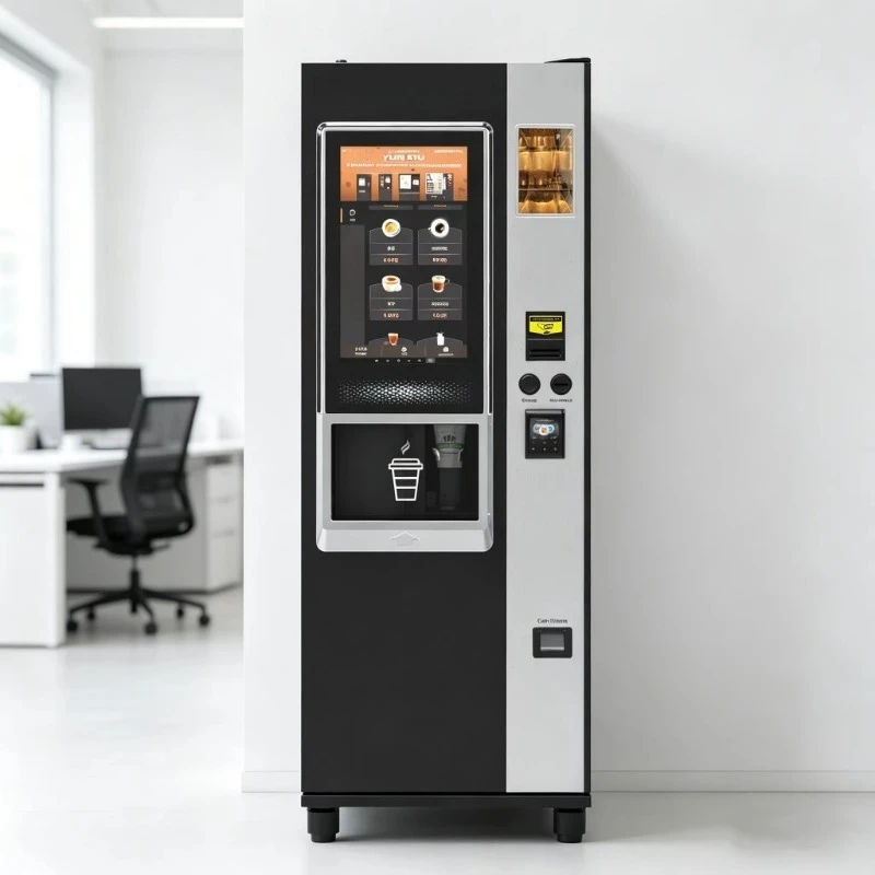 Future technology artificial intelligence intelligent coffee vending machine, suitable for modern retail