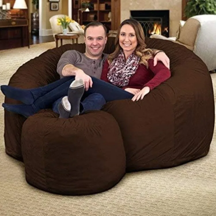 6ft Bean Bag Chair & Footstool, Oversize Bean Bag Chair for Adults, Comfy Chair Bean Bag Couch Lounge Sofa Loveseat Furniture