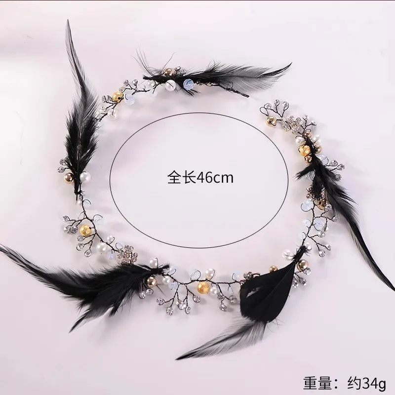 

Women Hair Accessories Bridal Headband Crystal Pearl feather Hairband Head Ornament Ladies New Hair Jewelry For Wedding
