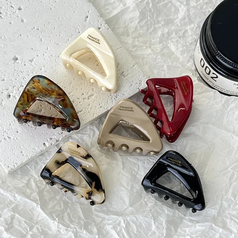 

French Triangle Acetate Small Hair Claw for Women Girl Sweet Ornament Mini Scratch Hairpin Hair Accessory