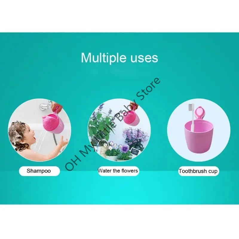 M76C كارتون حمام الطفل شلال شطف الاطفال شامبو شطف كوب حمام دش غسل لرأس كوب استحمام الطفل ملاعق بلاستيكية