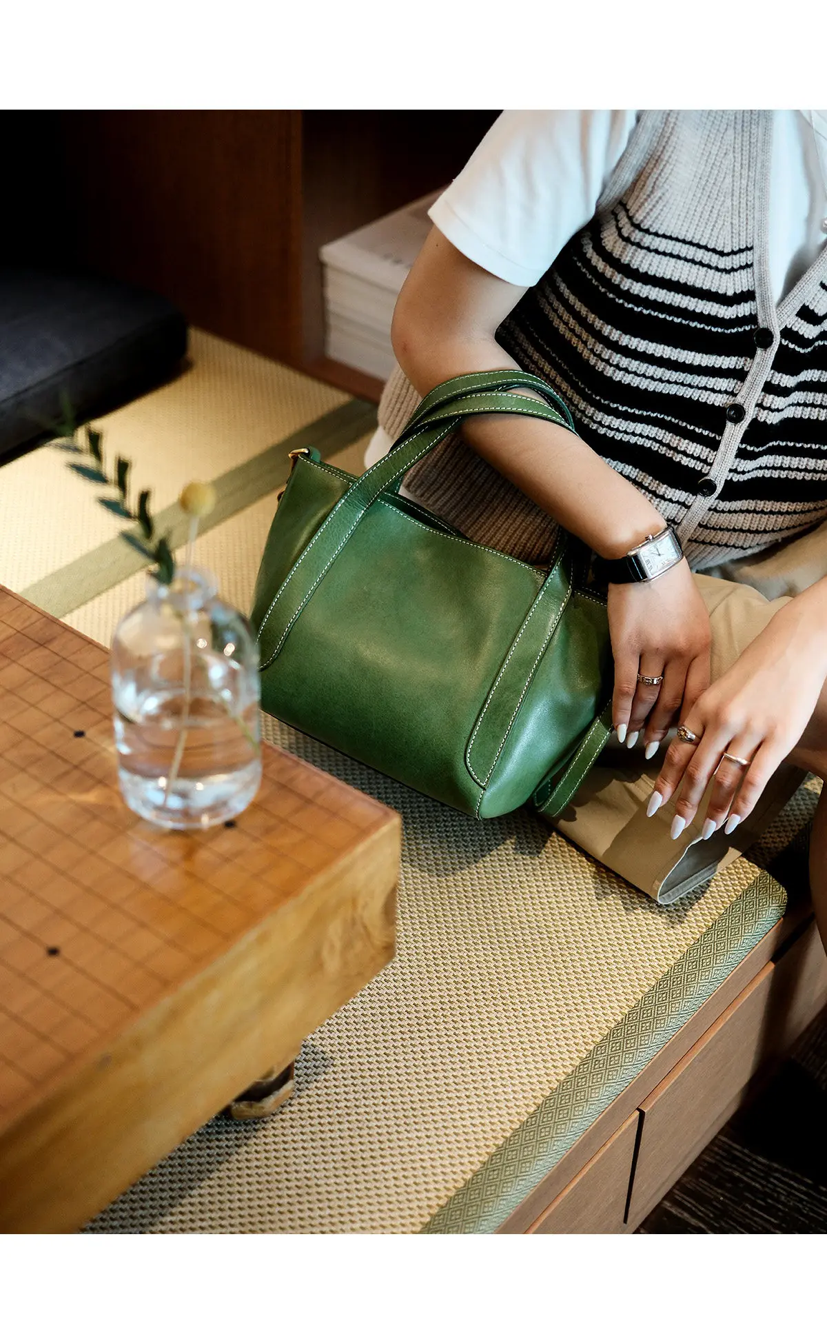 PNDME Modische Vintage Handgefertigte Damenhandtasche aus pflanzlich gegerbtem Rindsleder, Designer-Umhängetasche aus echtem Leder für Wochenende und Party – Detail 8