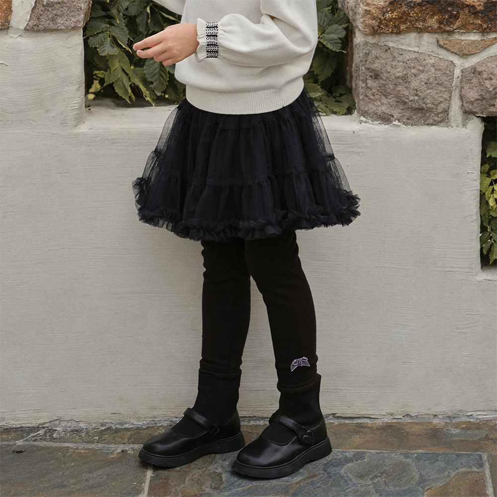 Dave Bella Children's Winter Warm Skirt Leggings Pants Girls Velvet Trousers Cute Elastic Fleece-lined Pants Outdoor DK4254422