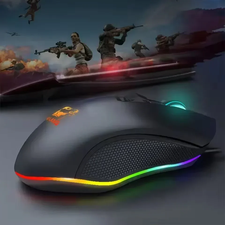 ,Retroiluminação RGB, 3 DPI ajustáveis, mouse para laptop de jogos com 6 botões, mouse para jogos com mouse óptico USB com fio para computador, ergonômico