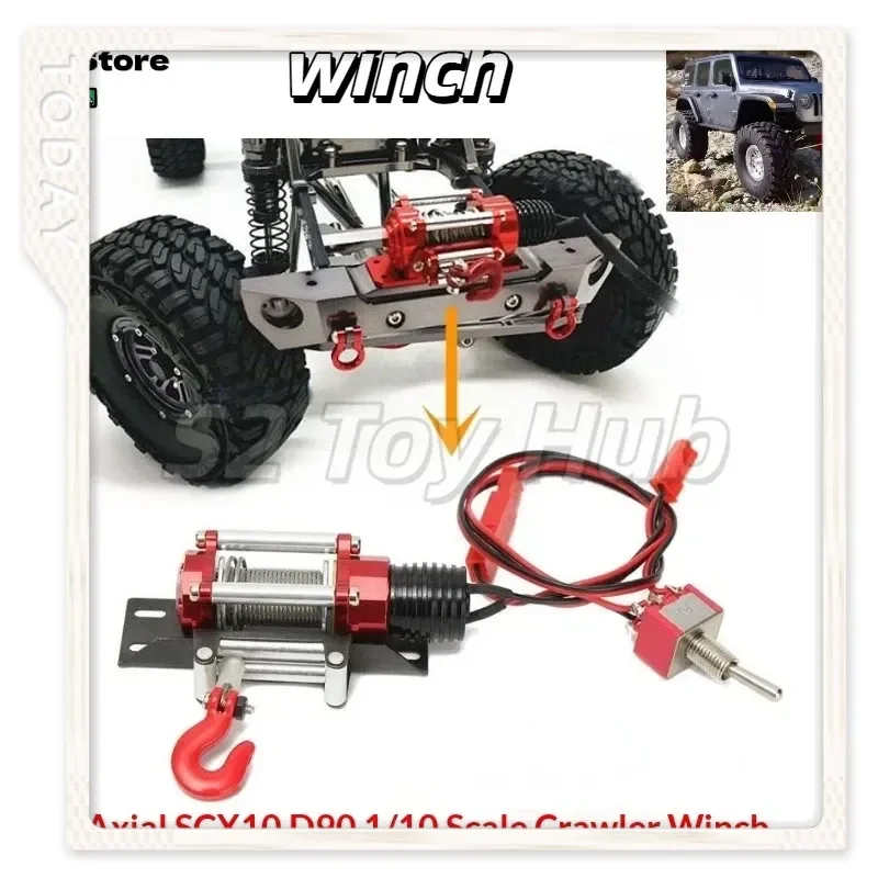 

S2 ToyStore Металлическая электрическая лебедка в масштабе 1/10 с стальным тросом и крюком для Axial SCX10 RC4WD D90 RC Rock Crawler, запчасти для тюнинга