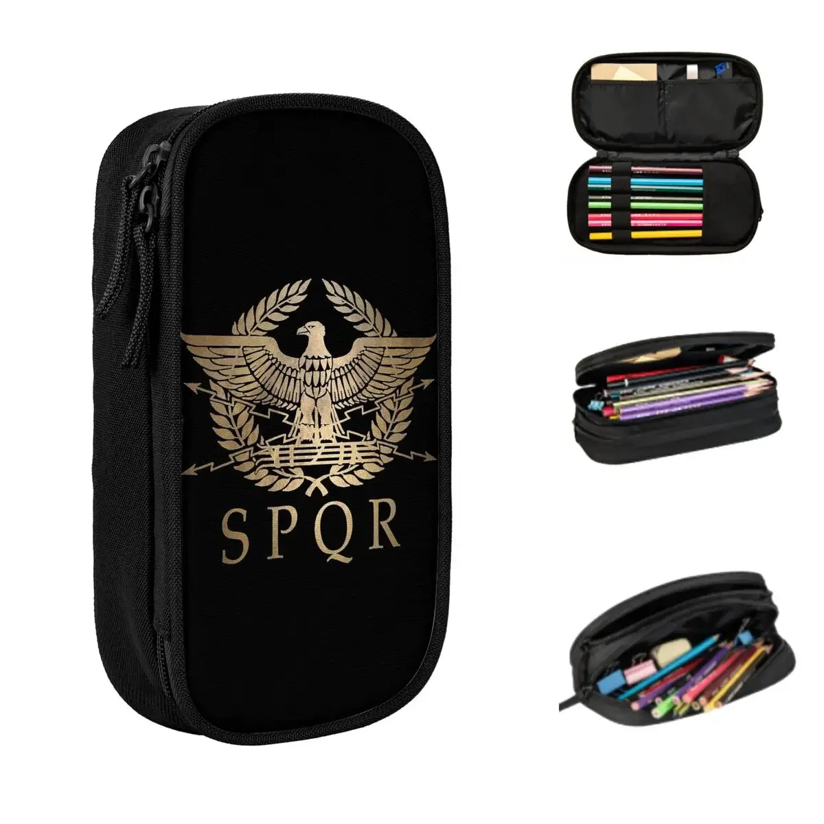 SPQR- Roman Empire Standard Shield Pencil Cases Large Capacity Pen Bags Pen Box Pencil Pouch For Boys Girls Students Stationery