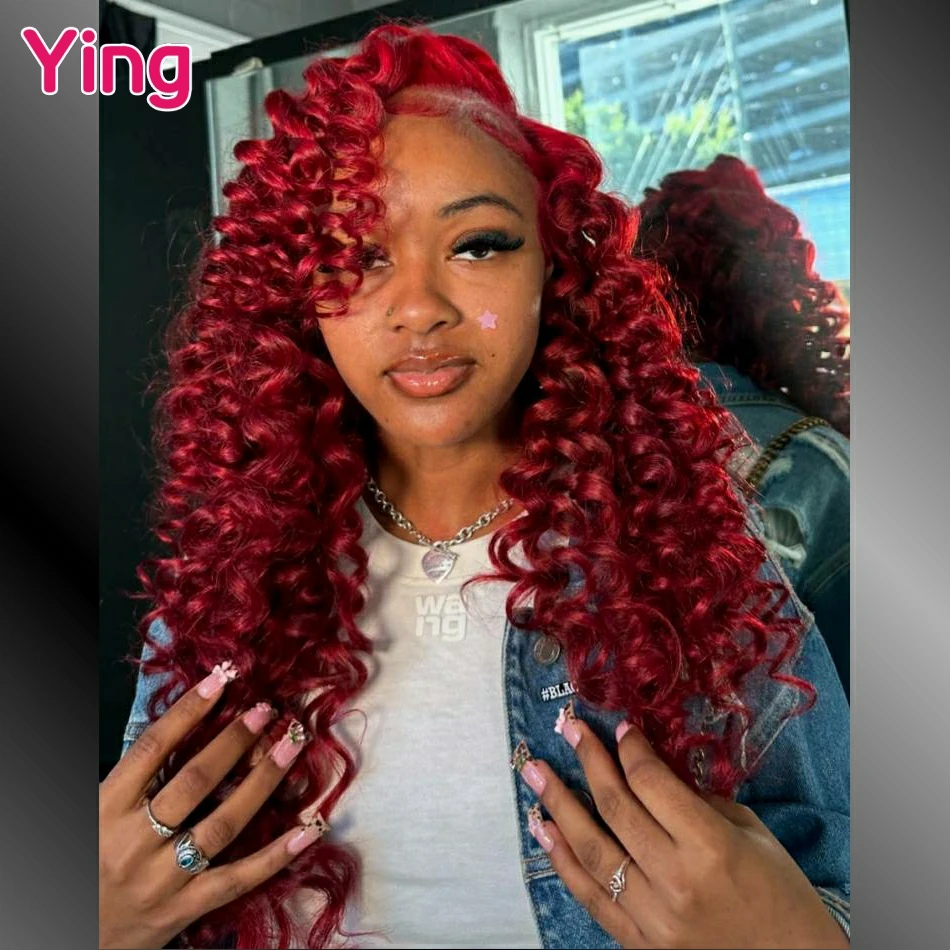 

34 Inch Red Ginger Colored Lace Front Wigs Human Hair For Women Loose Deep 13x4 13x6 Lace Frontal Wig Curly Pre Plucked Peruvian