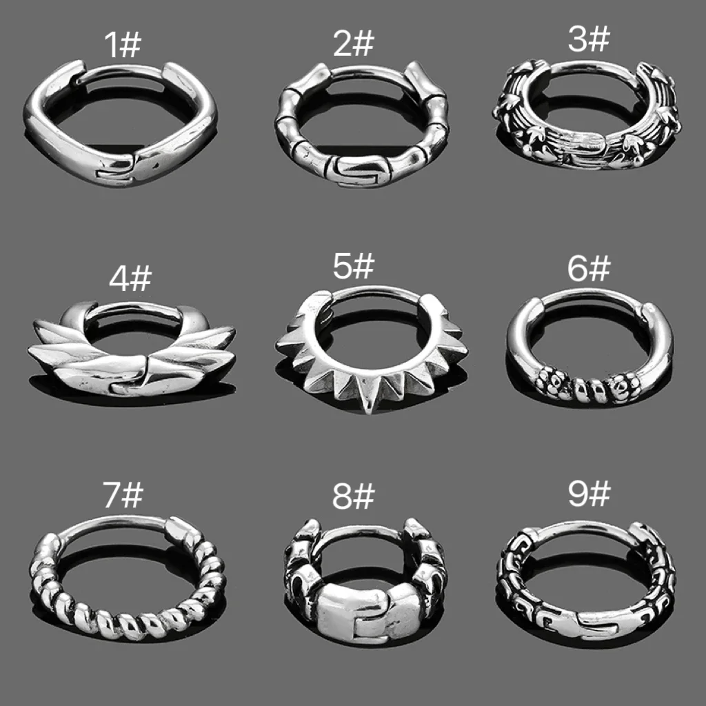 Men' S Earrings Stainless Steel Chunky Ear Piercing Hoop Earrings for Man Round Circle Punk Hip Hop Jewelry Couple Accessories