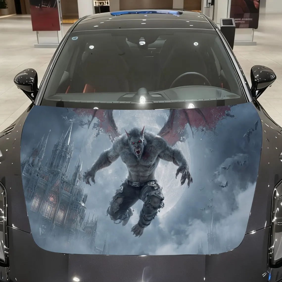 

Eerie-city Blood-winged Night Demon Print наклейки на капот автомобиля, водонепроницаемые самоклеящиеся, устойчивые к царапинам, легко приклеиваемые, прочные