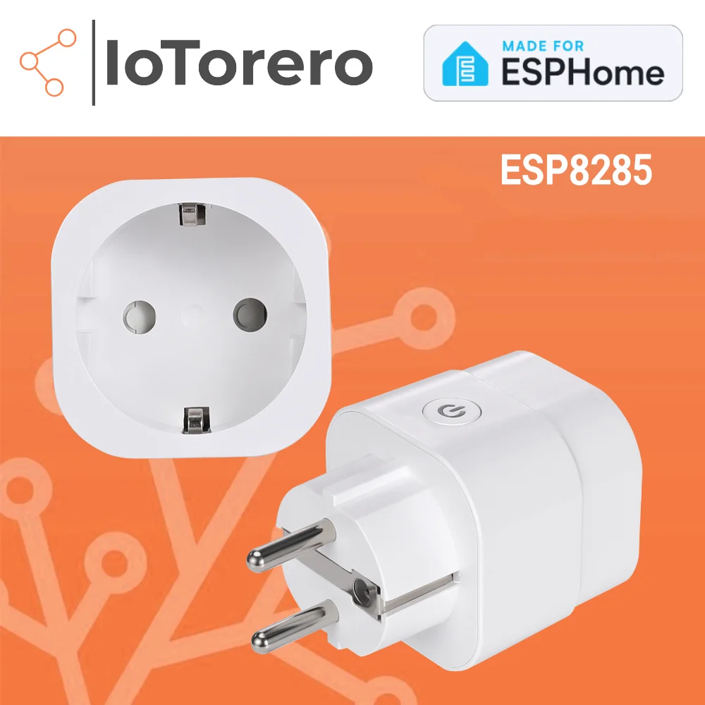 IoTorero Made For ESPHome ESP8285 EU Plug Consumption Monitoring 16A Works With Home Assistant